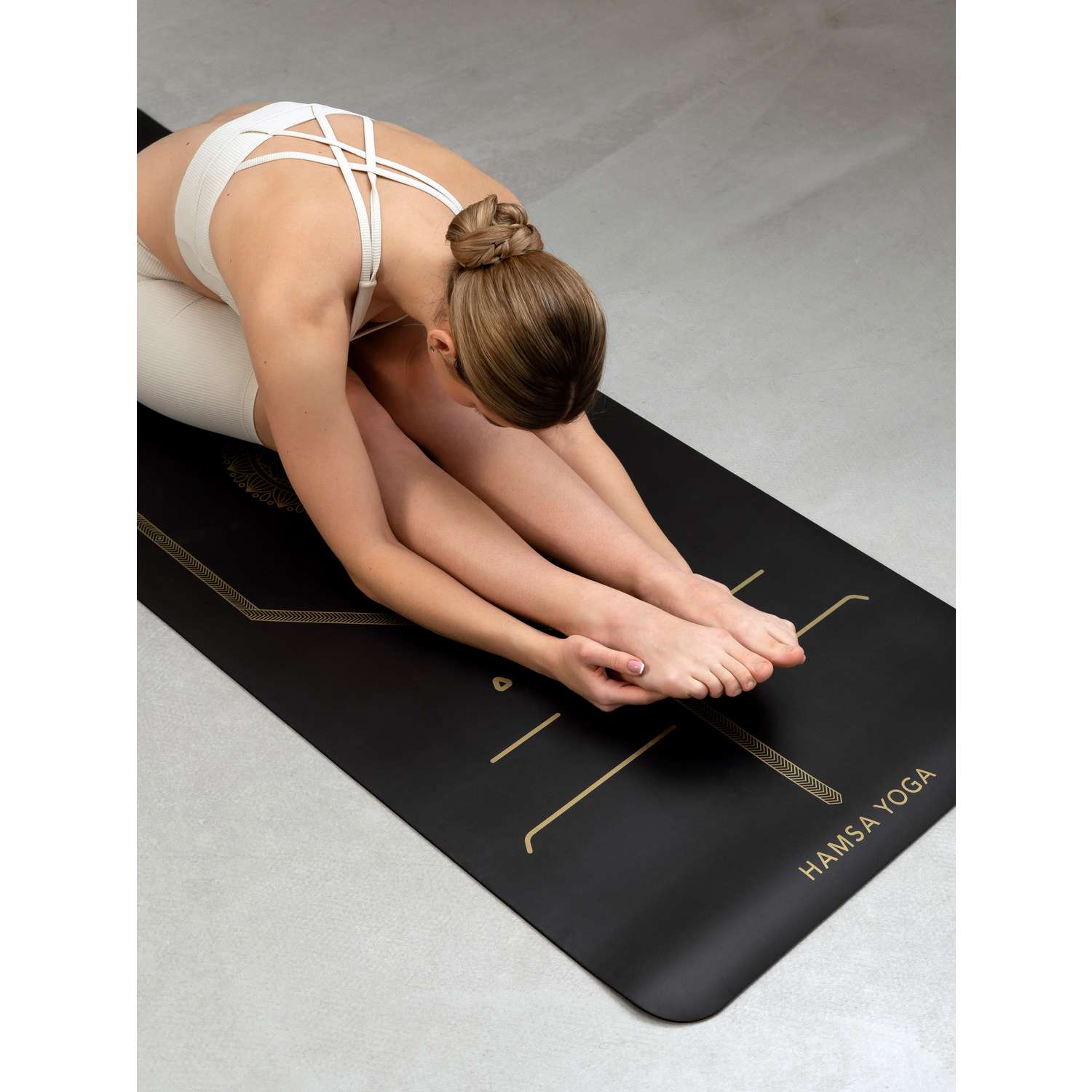 Коврик для йоги и фитнеса Hamsa Yoga 183х68х0.6 см черный - фото 6