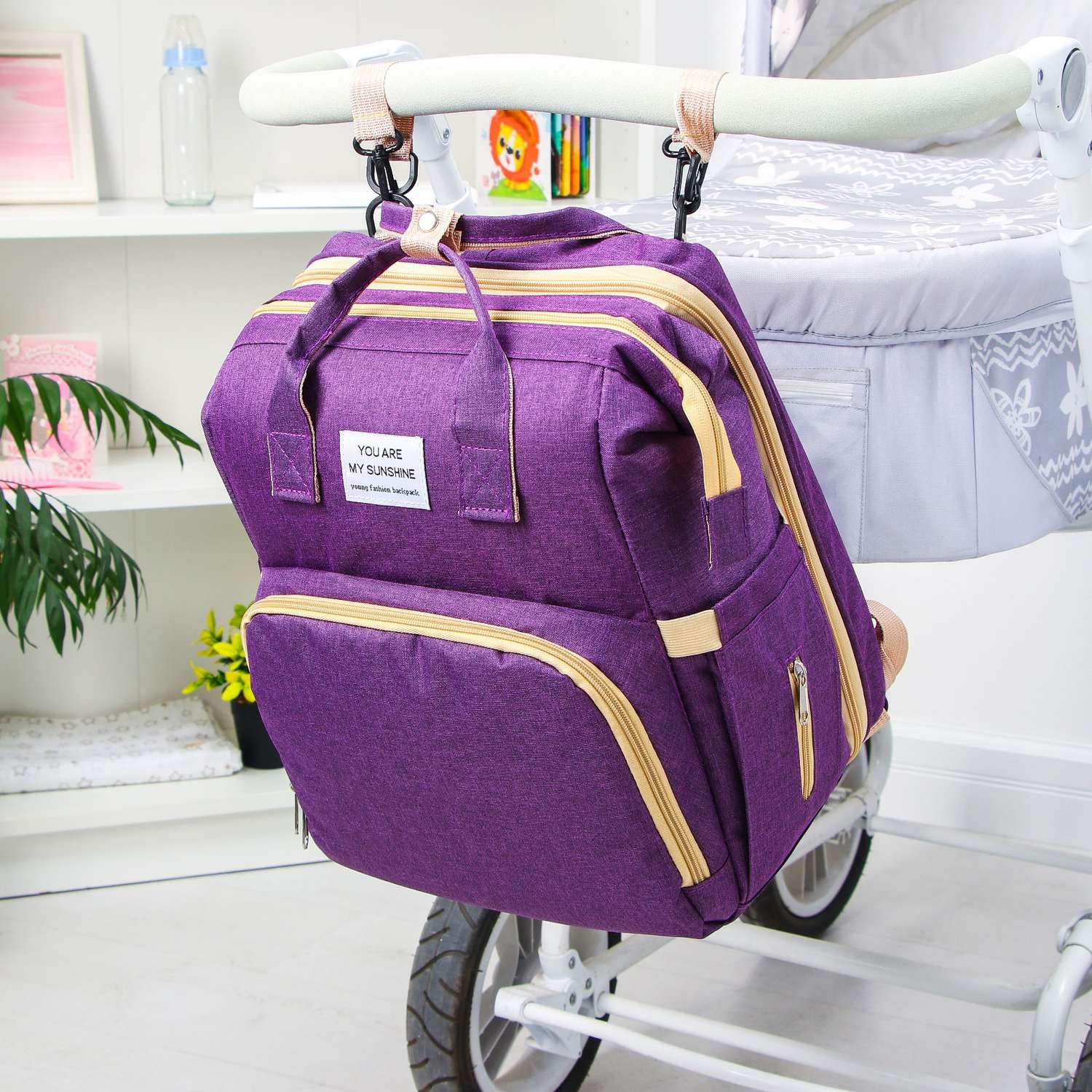 Сумка-рюкзак Sima-Land с пеленальным ковриком цвет фиолетовый - фото 1