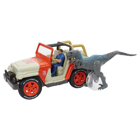 Машинка радиоуправляемая Matchbox Jurassic World с фигуркой и динозавром FNH12