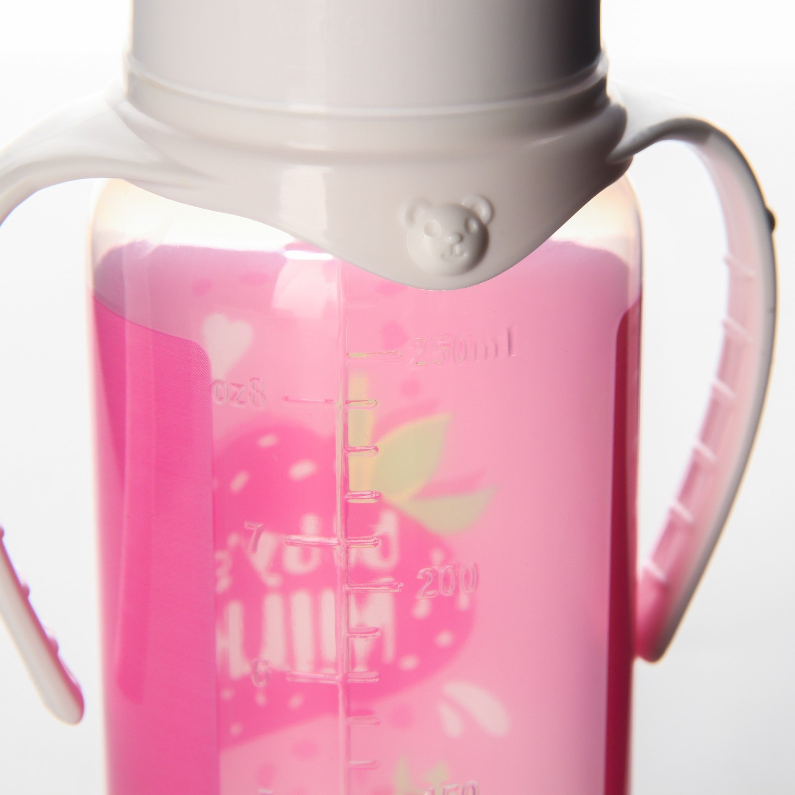 Бутылочка Mum and Baby для кормления «Клубничное молоко» 250 мл цилиндр с ручками - фото 4