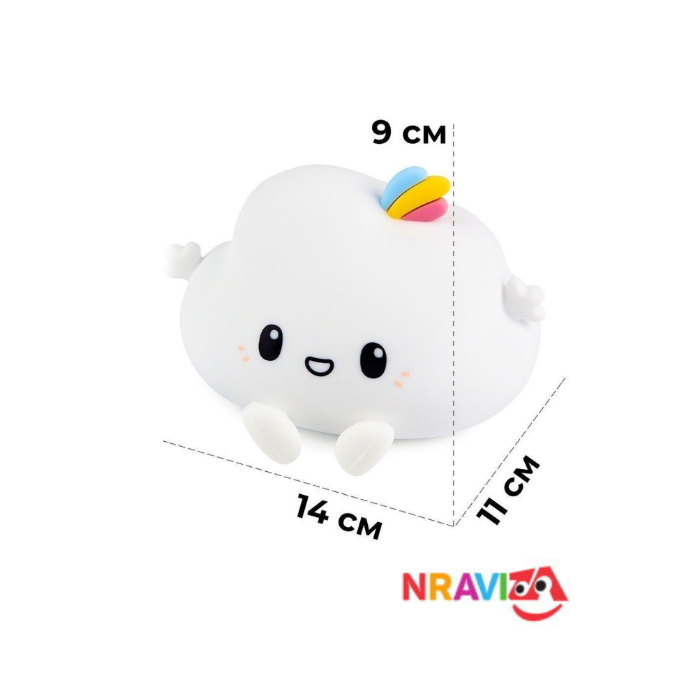 Детский силиконовый ночник NRAVIZA Детям Облачко для новорожденных беспроводной USB - фото 2