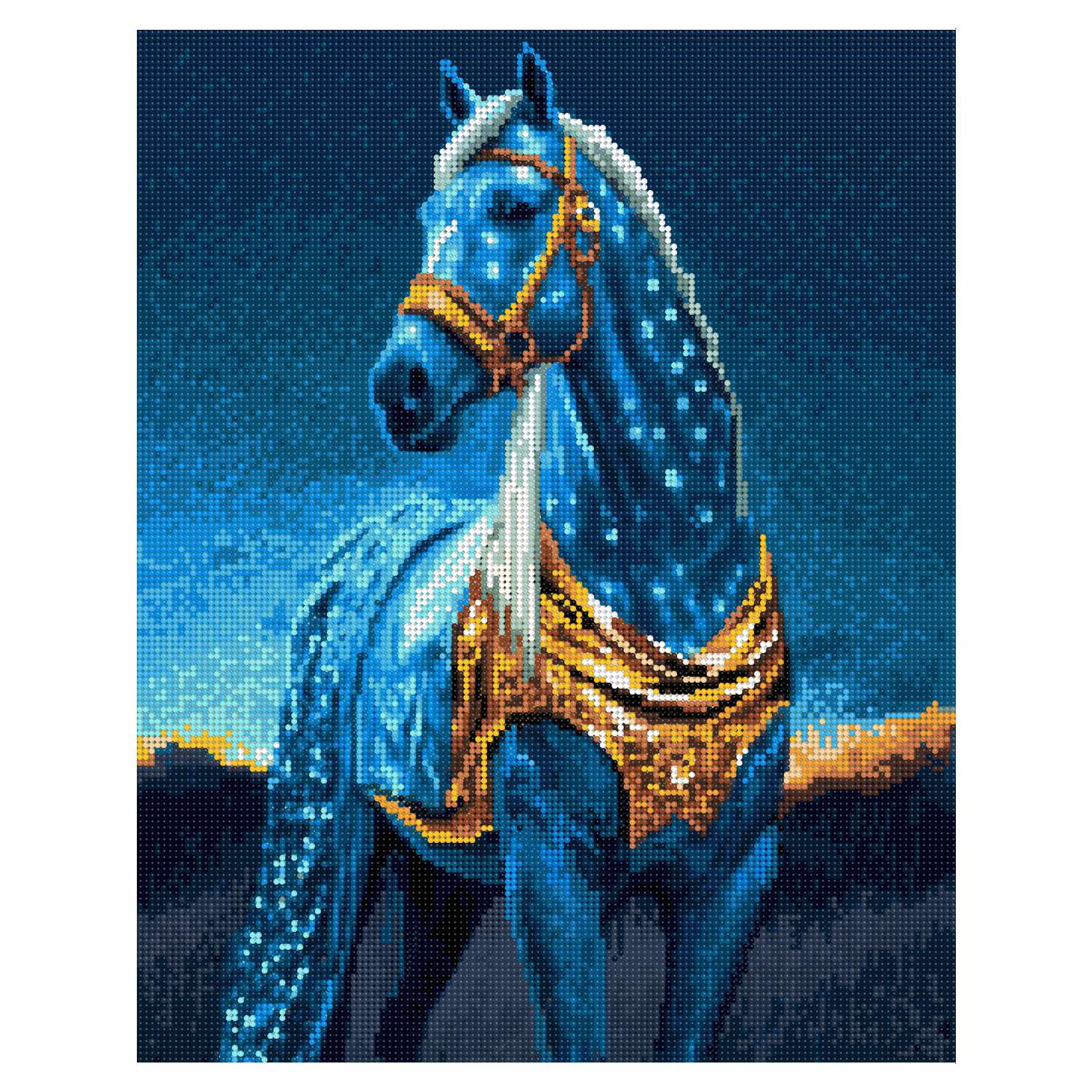 Алмазная мозаика Art sensation холст на подрамнике 40х50 см Конь в золотой сбруе - фото 2