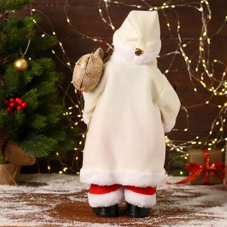 Дед мороз Зимнее волшебство «В белом костюмчике с орнаментом с посохом» двигается 20х40 см