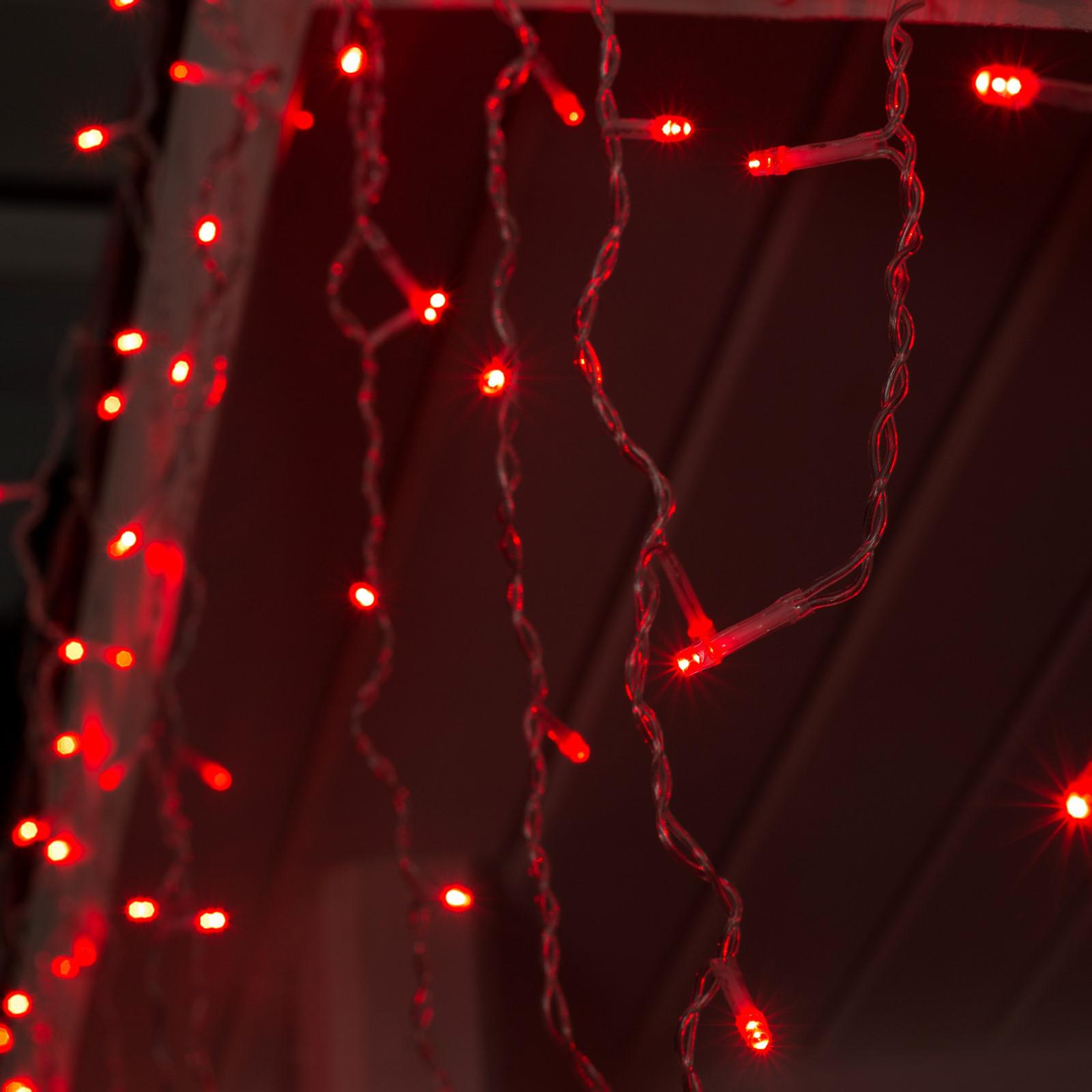 Гирлянда Luazon «Бахрома» IP44 УМС прозрачная нить 160 LED свечение красное 220 В - фото 2