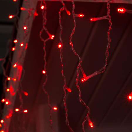 Гирлянда Luazon «Бахрома» IP44 УМС прозрачная нить 160 LED свечение красное 220 В