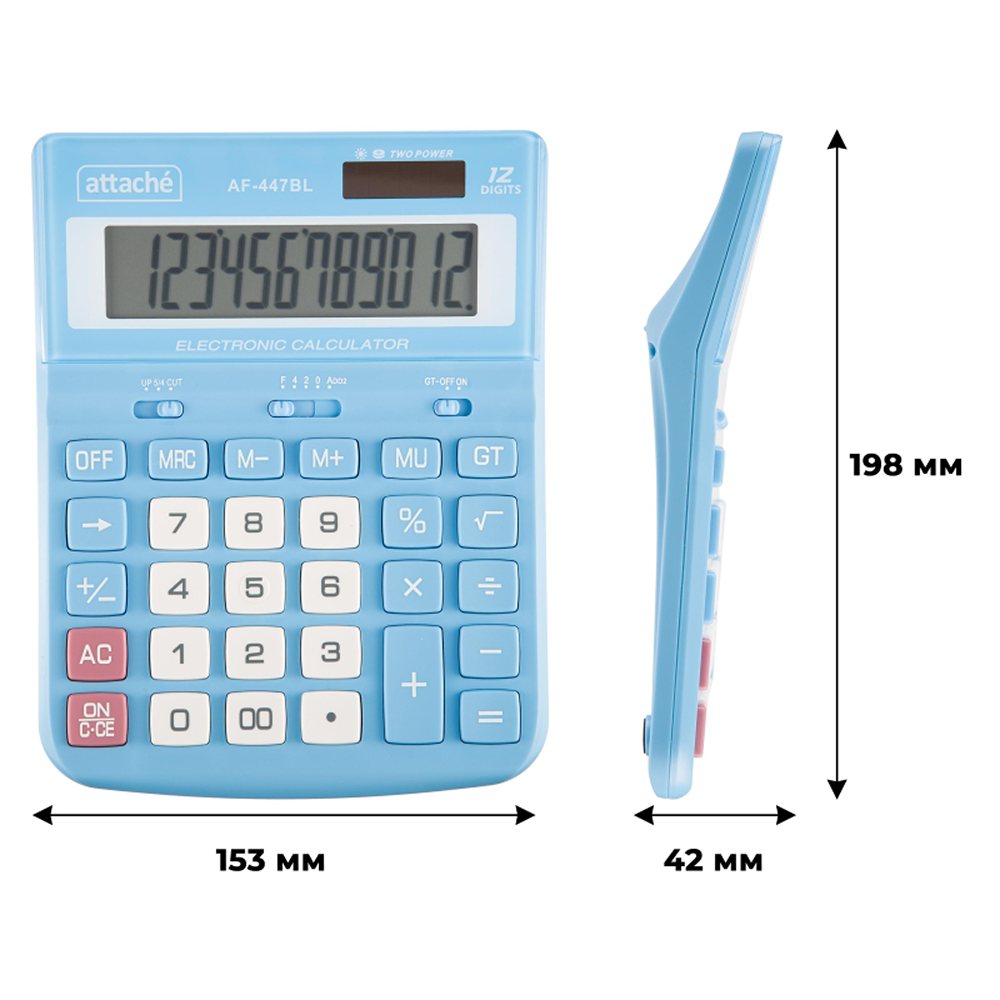 Калькулятор Attache настольный полноразмерный 12 разр. голубой - фото 2