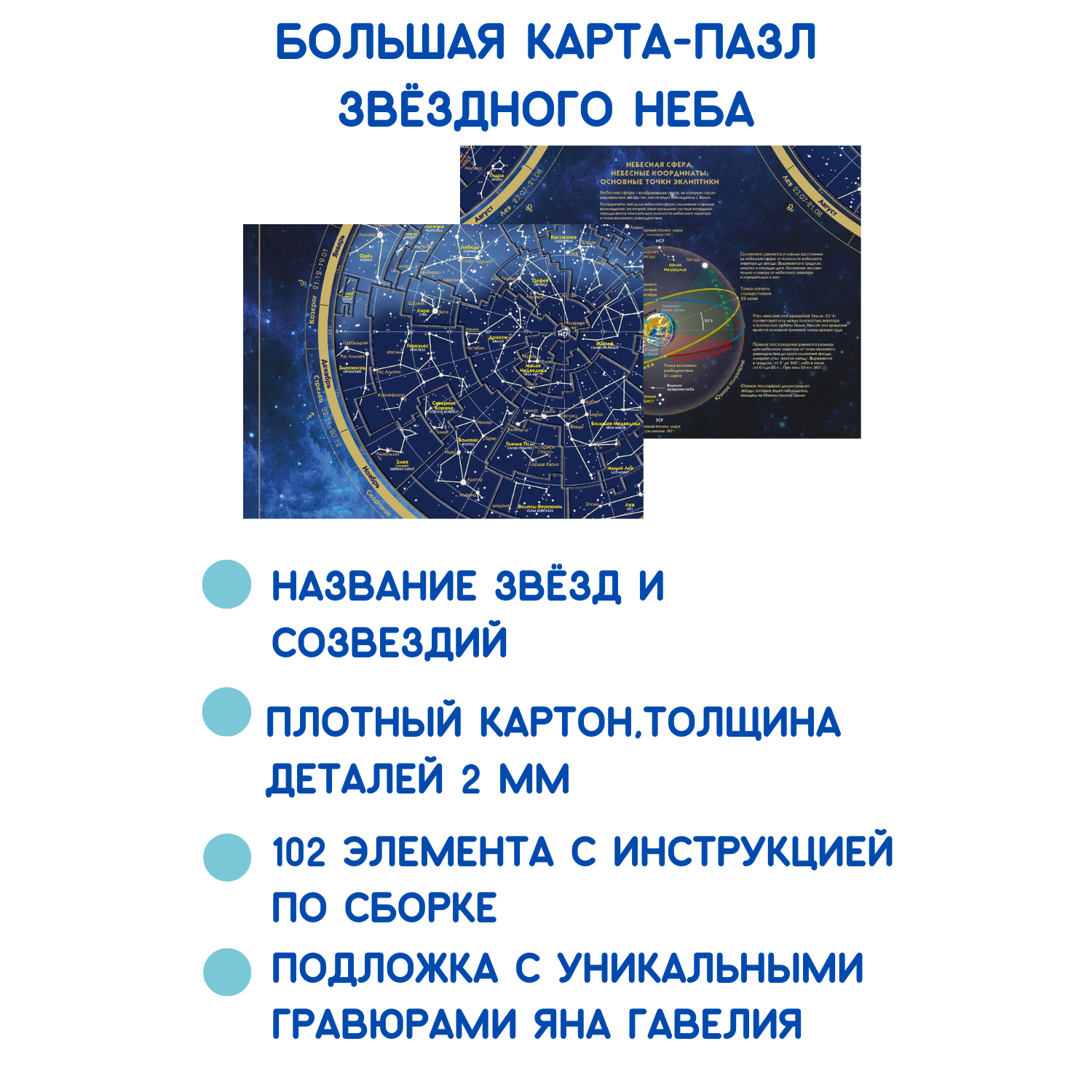 Карта-пазл астрономический АГТ Геоцентр Звездное небо и созвездия Северного  и Южного полушария купить по цене 2150 ₽ в интернет-магазине Детский мир