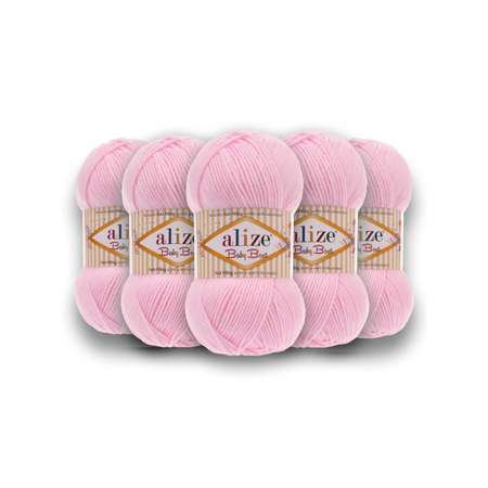 Пряжа для вязания Alize baby best бамбук акрил с эффектом антипиллинг 100 г 240 м 185 светло-розовый 5 мотков