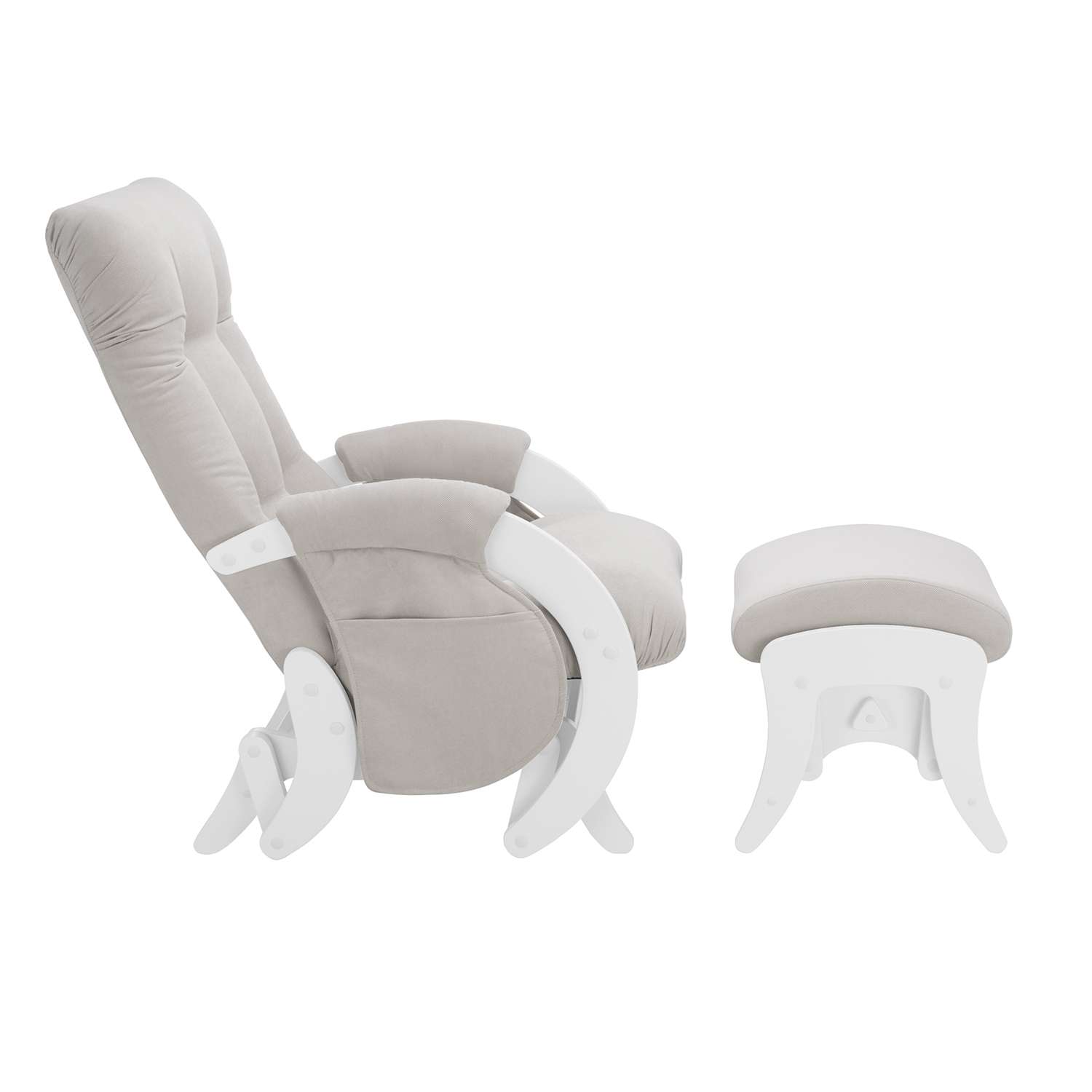 Кресло для кормления Milli с пуфом Smile с карманами Молочный дуб / ткань Verona Light Grey - фото 2