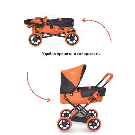 Коляска для кукол трансформер Buggy Boom оранжевая