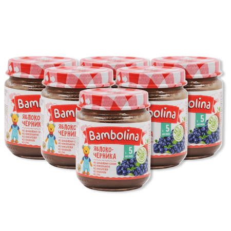 Яблоко-Черника пюре Bambolina 100г Х 6 шт