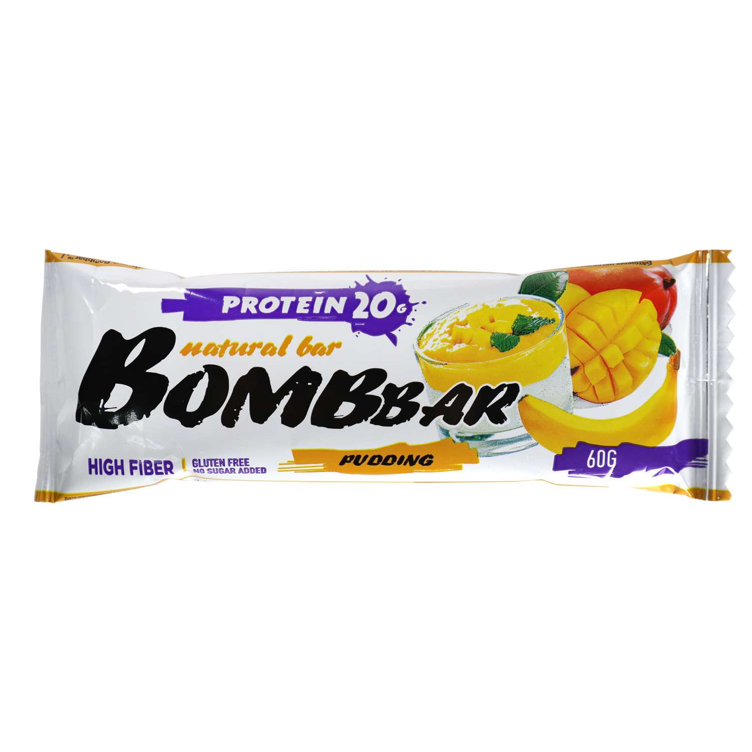 Батончик протеиновый Bombbar пудинг с ароматом манго и банана 60г - фото 1