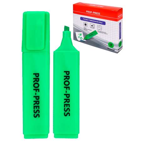 Набор текстовыделителей Prof-Press зелёный 2-5 мм