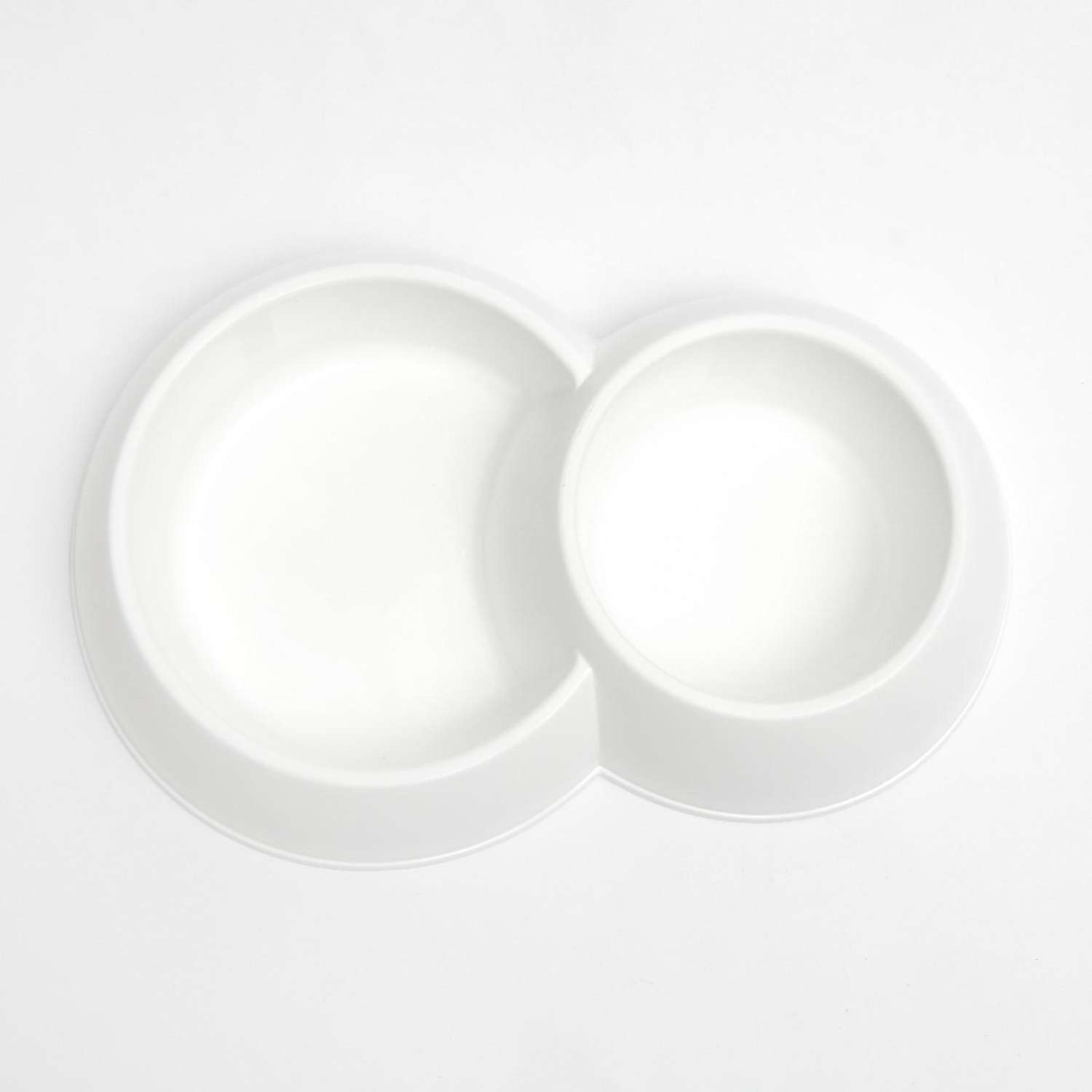 Миска Пижон двойная пластиковая 1.2 и 0.7 л 29.5х20х6 см белый - фото 2