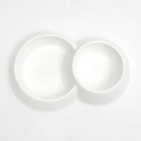Миска Пижон двойная пластиковая 1.2 и 0.7 л 29.5х20х6 см белый