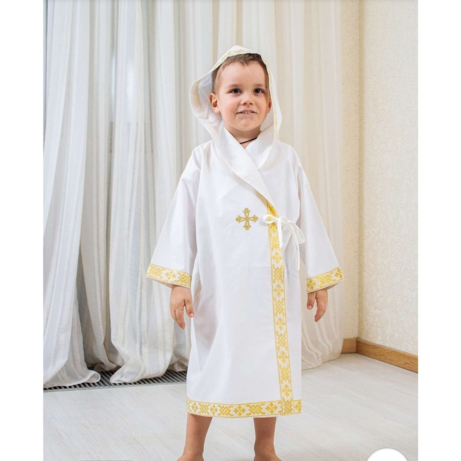 Крестильная рубашка Святополье 8004Золотистый 92-98 - фото 1