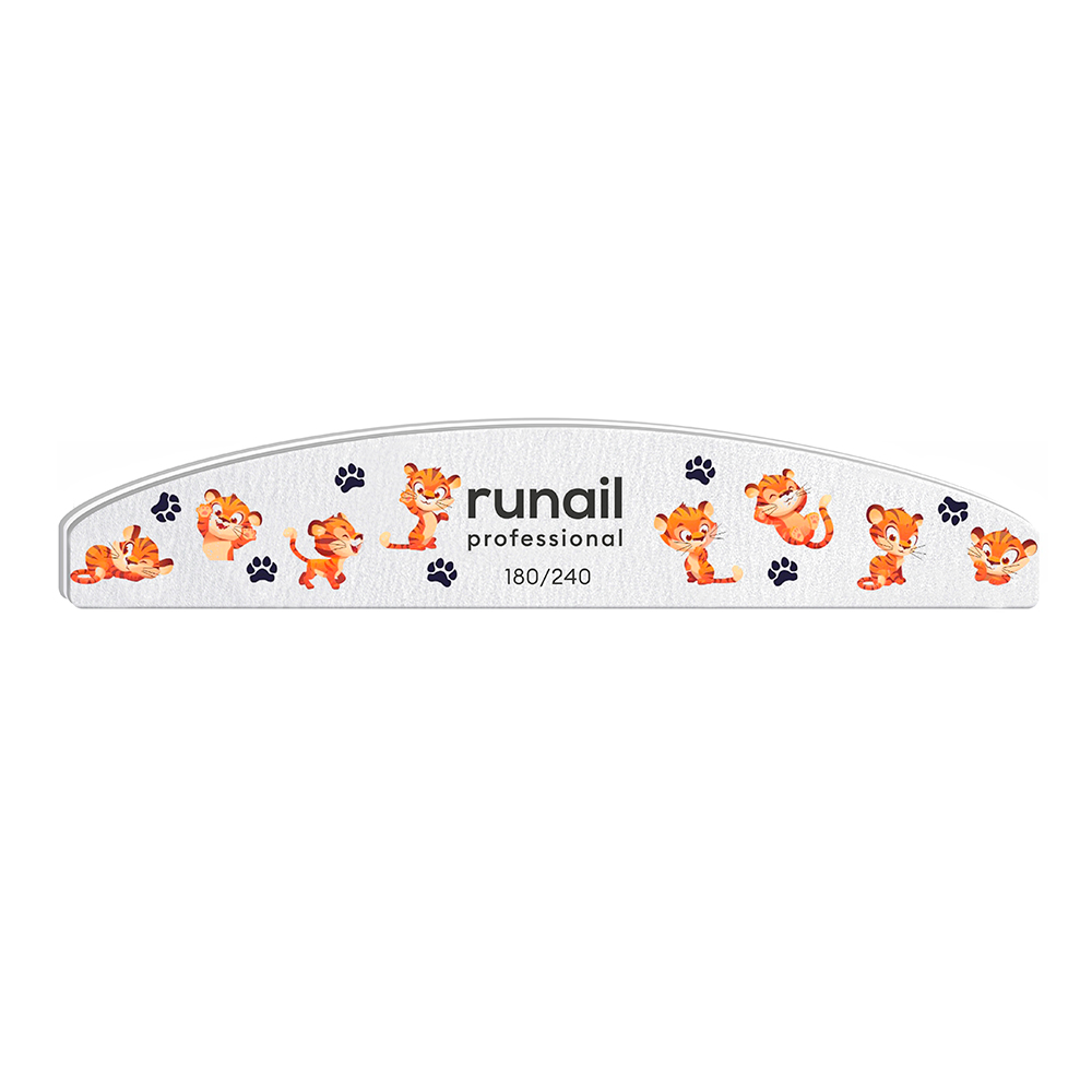 Пилка для ногтей Runail Professional полукруг 180 на 240 грит - фото 1