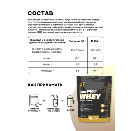 Сывороточный протеин Иван-поле витаминизированный TOBEPRO WHEY Кококсовый крем 27 порций 900 г