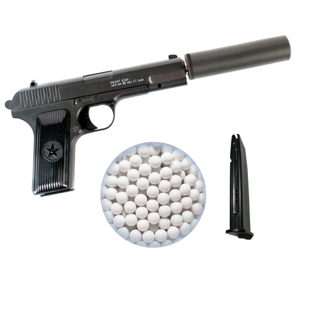 Пневматический пистолет Galaxy ТТ с глушителем второй магазин и шарики 1000 шт.