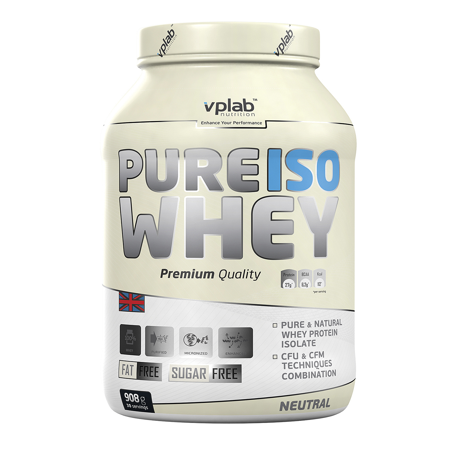 Протеин VPLAB Pure Iso Whey натуральный 908г - фото 1