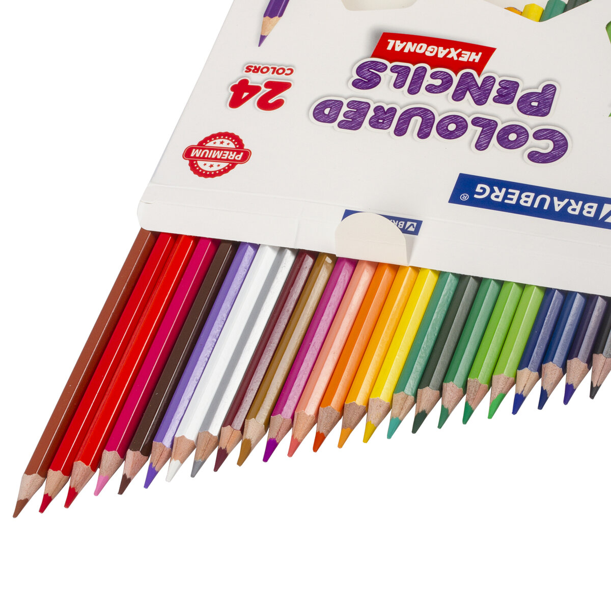 Карандаши цветные Brauberg Premium 24 цвета шестигранные грифель мягкий - фото 14