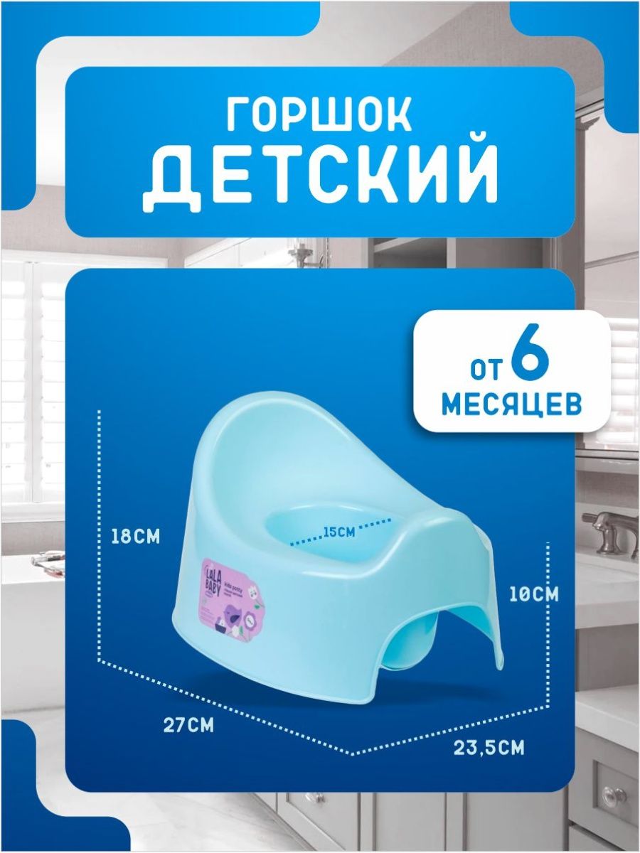 Горшок детский PLASTIC REPABLIC baby пластиковый с высокой спинкой голубой - фото 1