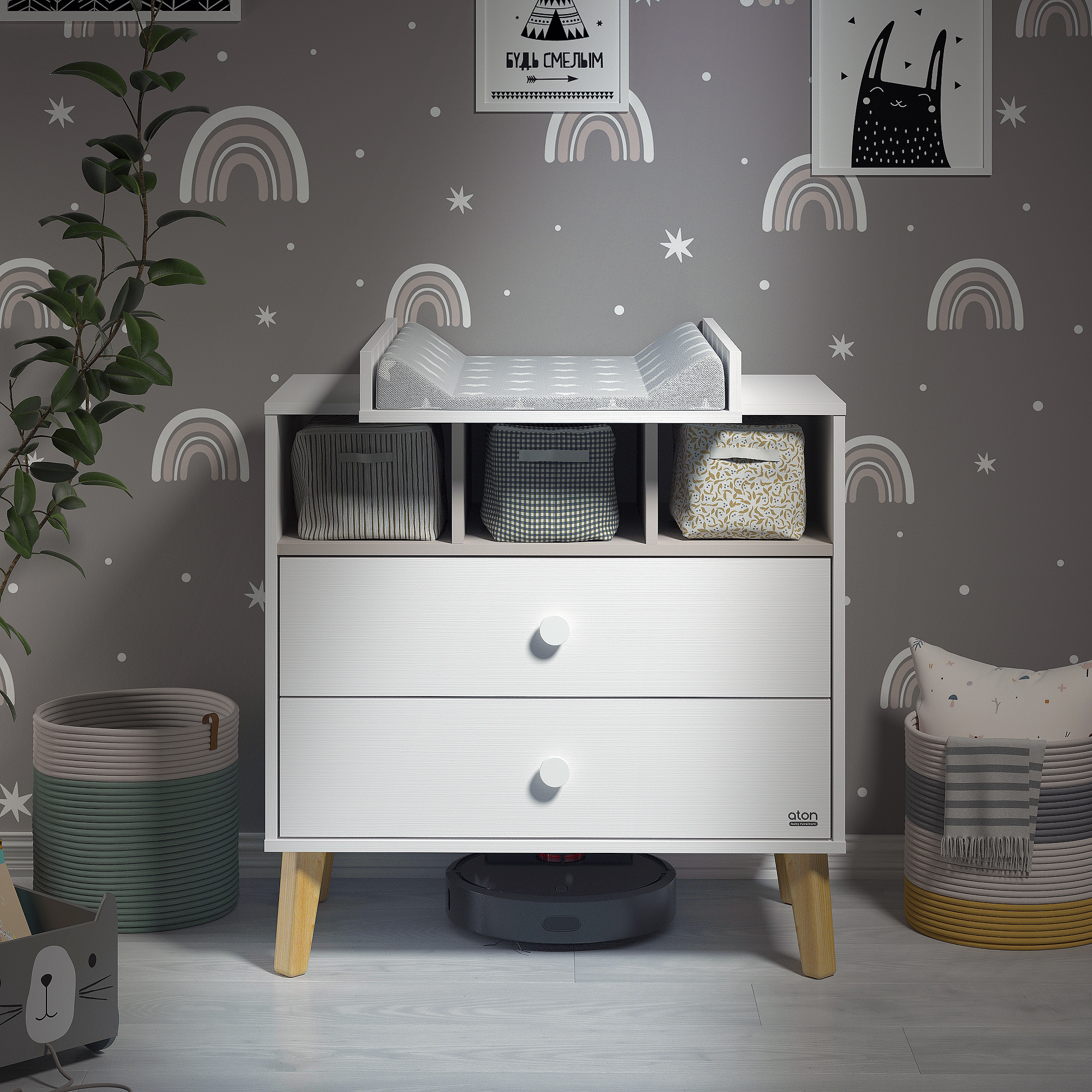 Пеленальный комод aton baby furniture Benny белый кашемир - фото 3