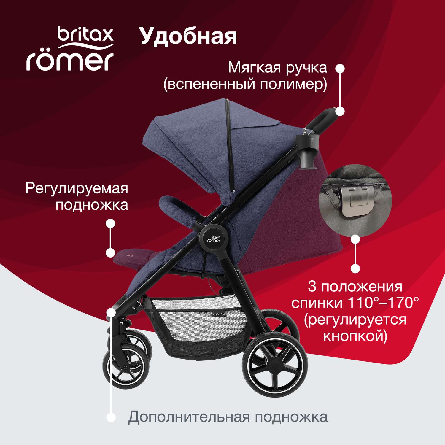 Коляска Britax Roemer B-Agile M Navy inc - фото 3