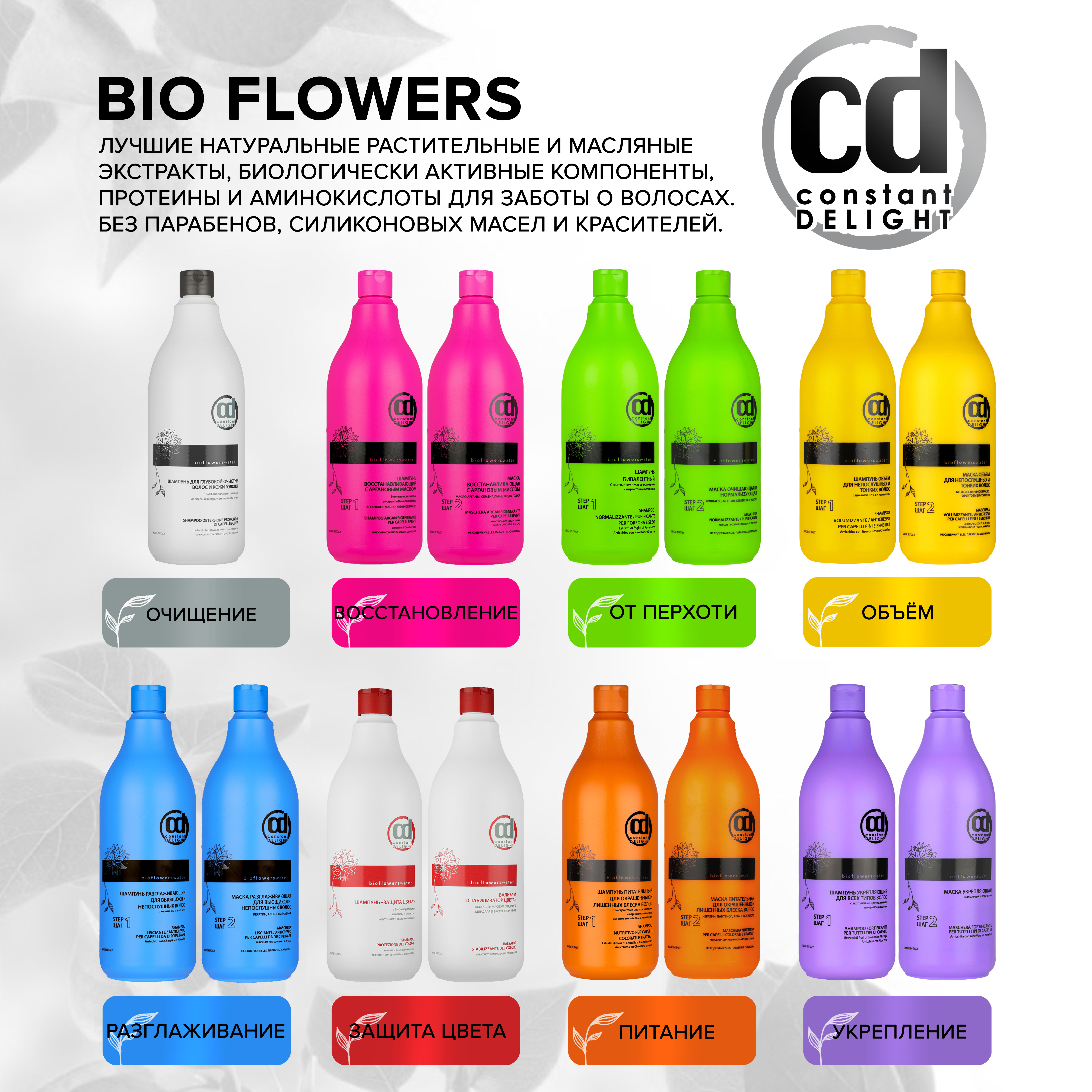 Шампунь Constant Delight для окрашенных волос Bio Flowers защита цвета 1000 мл - фото 9