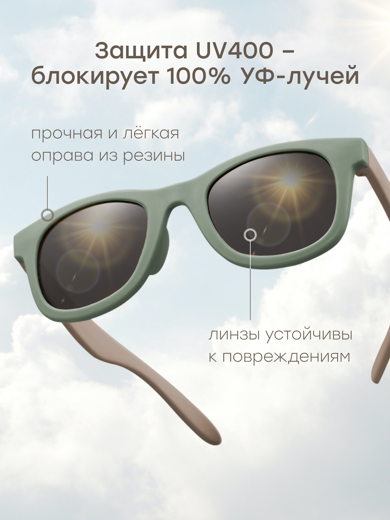 Очки солнцезащитные Happy Baby 50548_green/beige - фото 2