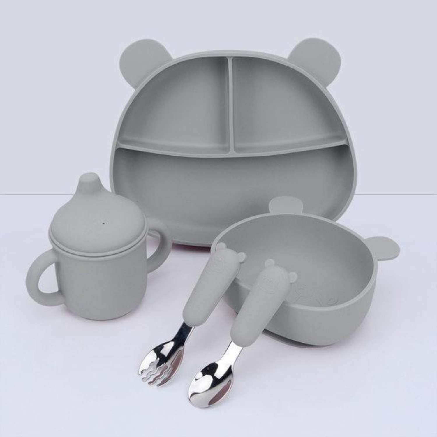 Набор детской посуды PlayKid серый - фото 1