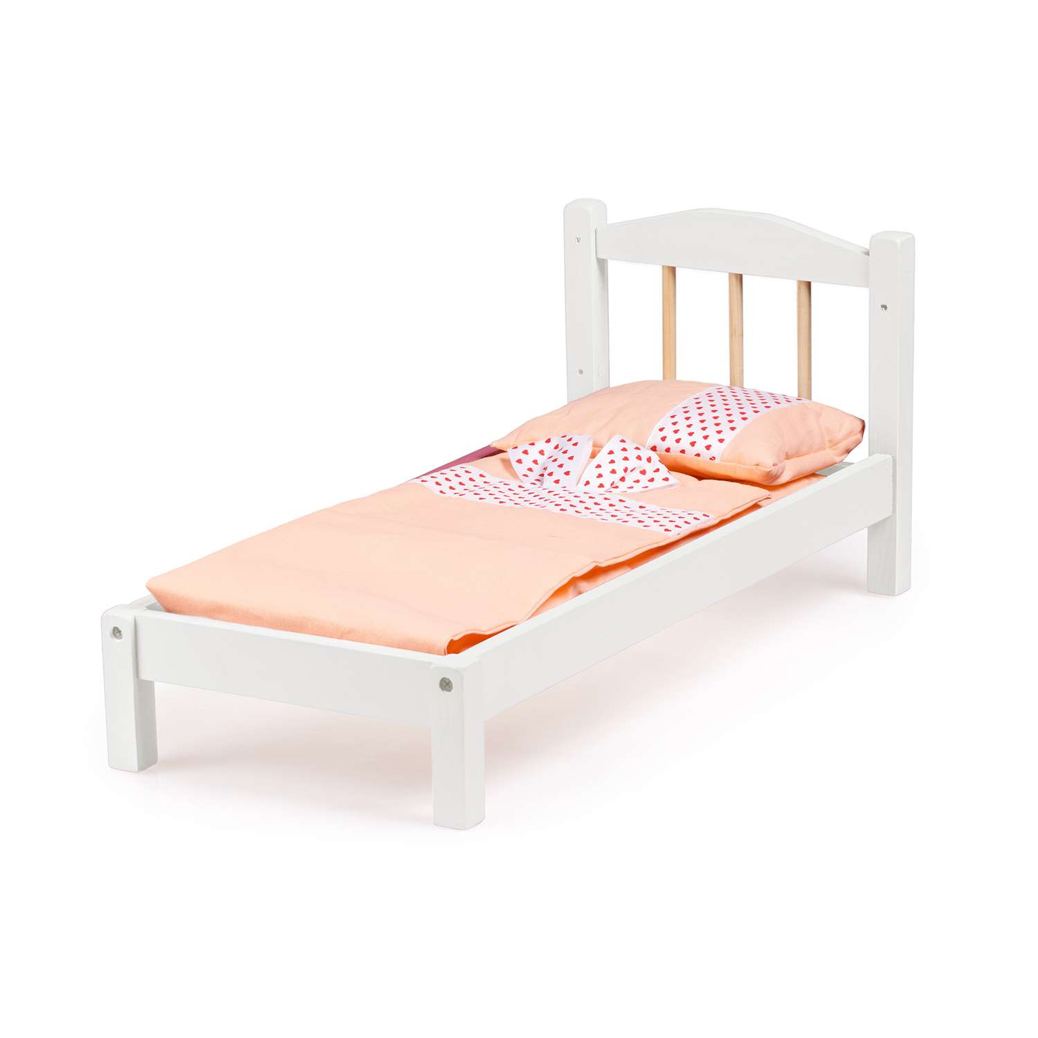Кроватка для кукол Тутси с одной спинкой белая деревянная 1-297-2021 - фото 1