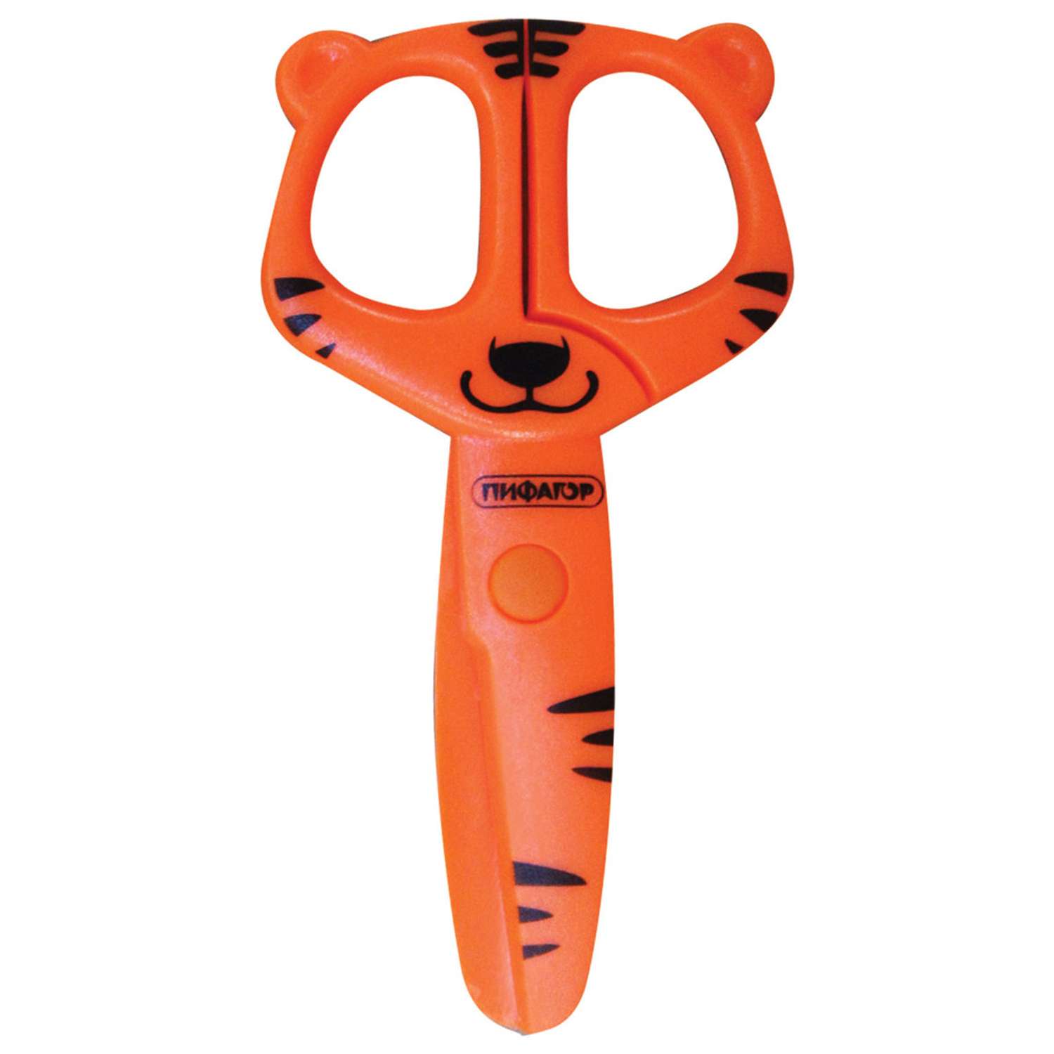 Ножницы Пифагор Тигренок 120мм с пластиковыми лезвиями оранжевые - фото 2