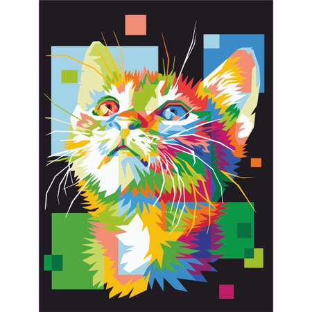 Картина по номерам на холсте ТРИ СОВЫ Пиксельный кот