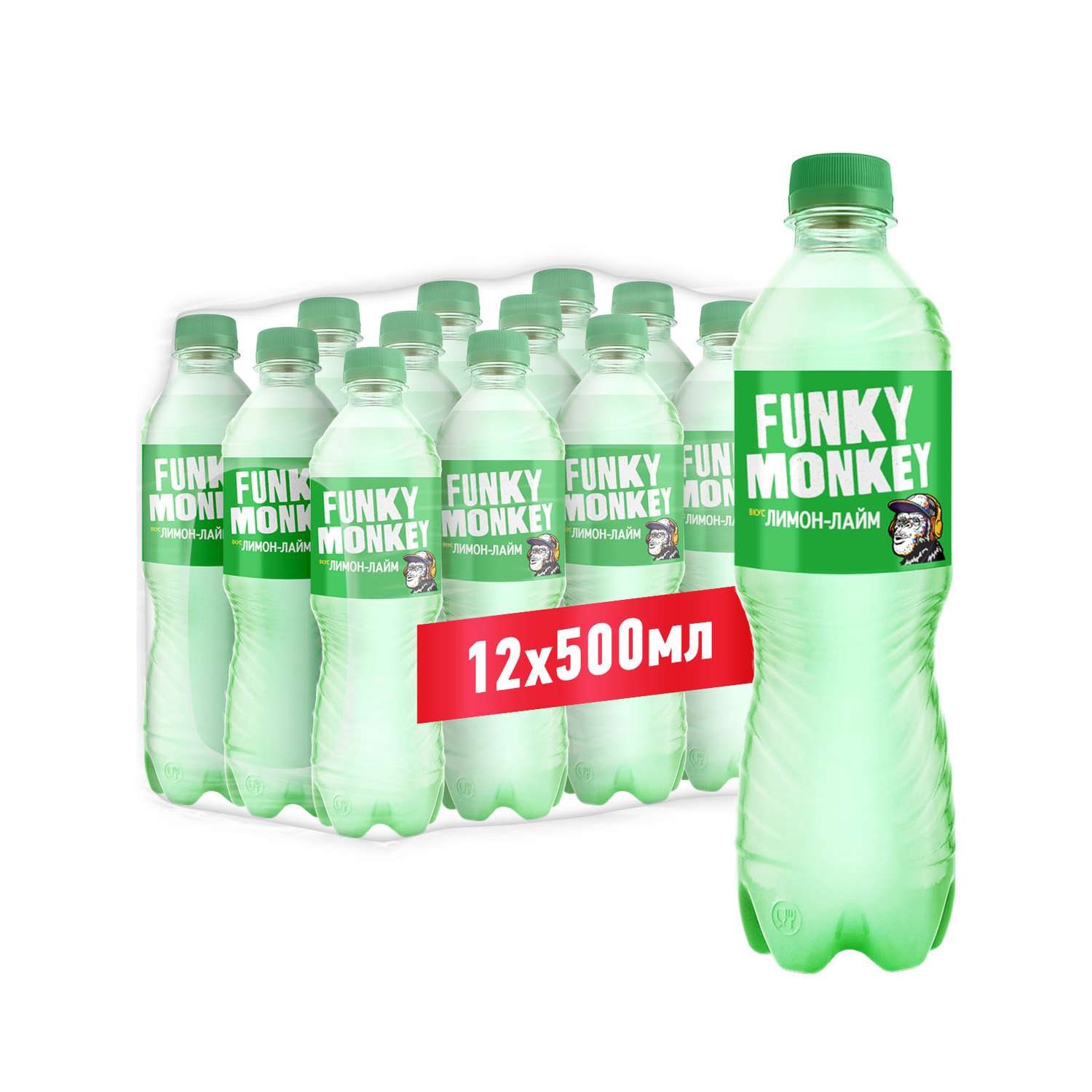 Газированный напиток FUNKY MONKEY Limon lime 0.5 - 12 шт. - фото 1