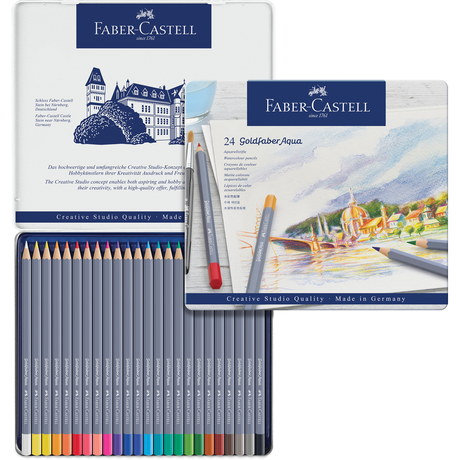 Карандаши акварельные FABER CASTELL художественные Goldfaber Aqua 24 цвета - фото 3