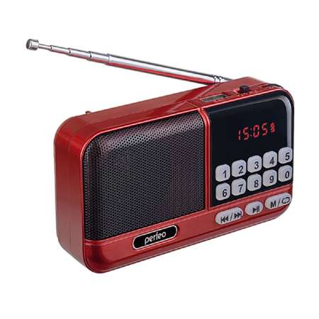 Радиоприемник Perfeo цифровой ASPEN FM 87.5-108МГц MP3 питание USB или 18650 красный i20RED