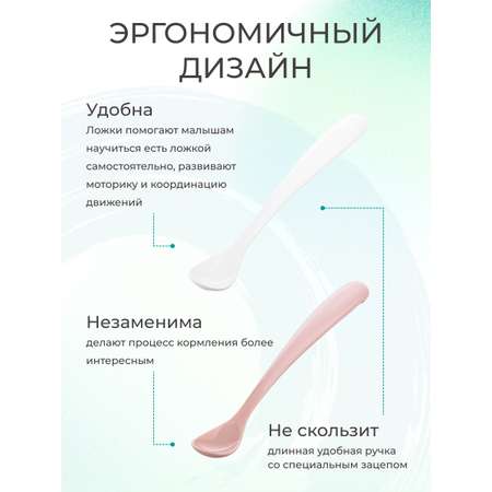 Набор для кормления Mamajoo ложка 2шт с боксом для хранения 6+ мес. powder pink