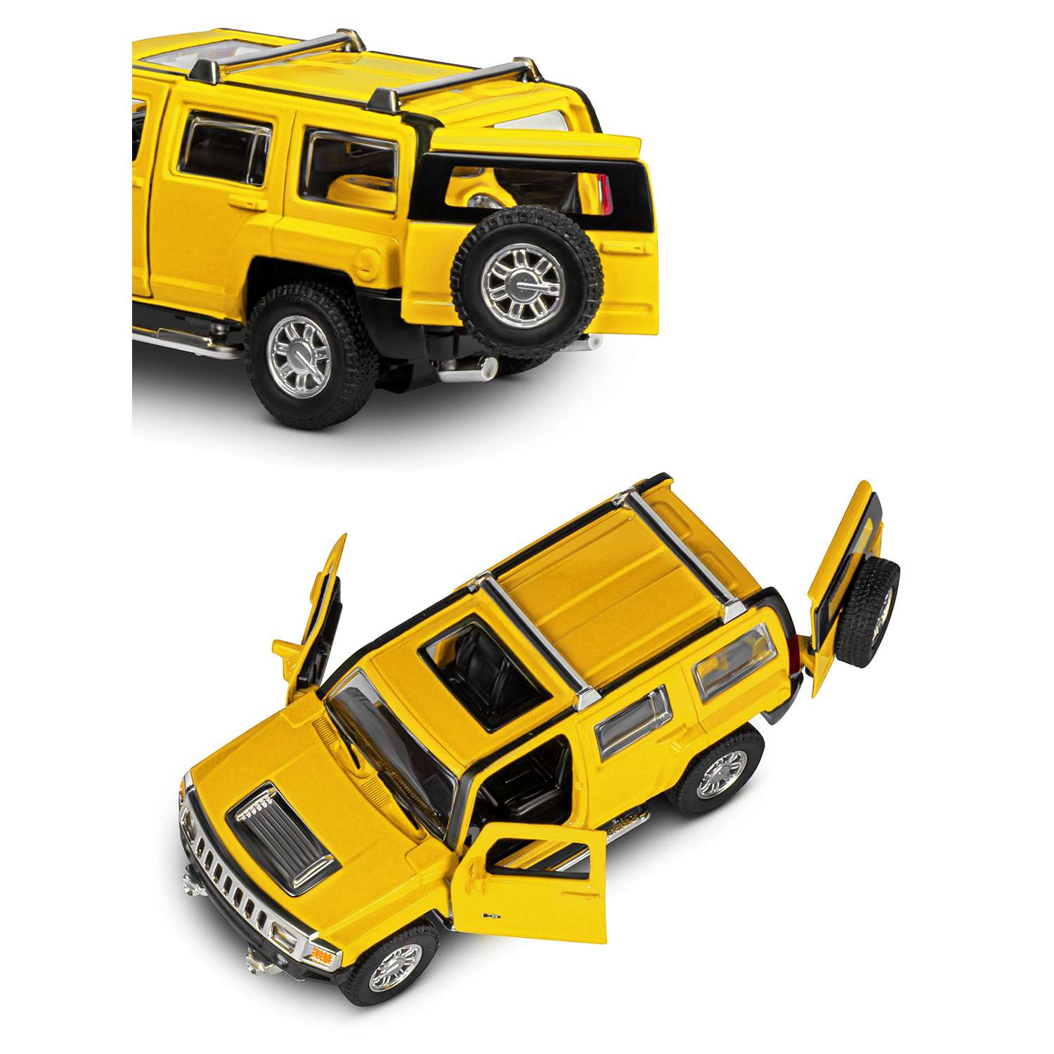 Машинка металлическая АВТОпанорама 1:32 Hummer H3 желтый инерционная JB1251294 - фото 8