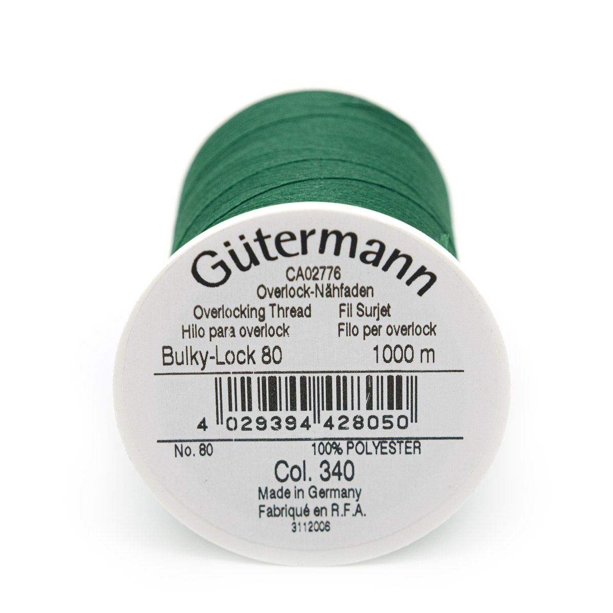 Нитки Guttermann оверлочные текстурированные Bulky-Lock 80/1000 м 1 шт 730808 340 зеленый трилистник - фото 2
