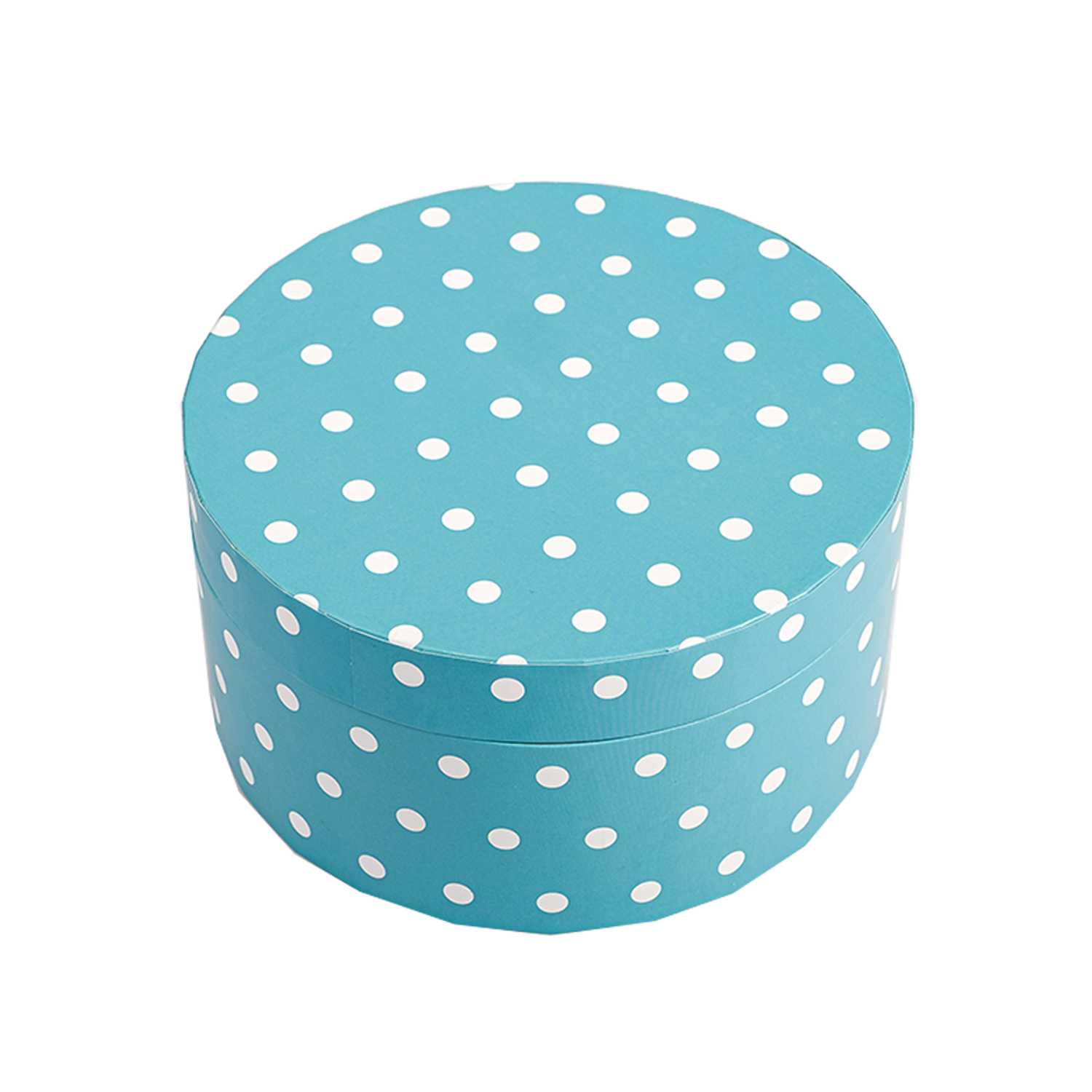 Коробка подарочная Cartonnage Веселые горошки голубой-белый круглая - фото 1