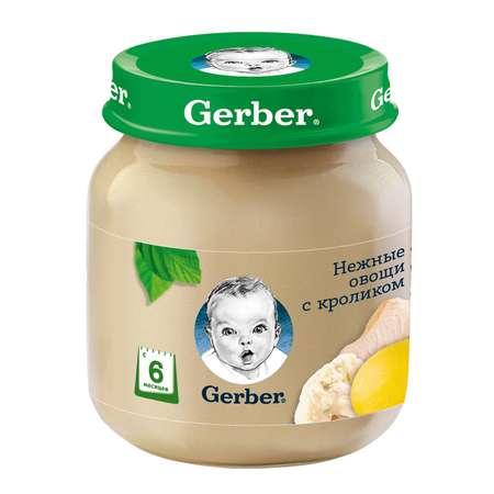 Пюре Gerber нежные овощи-кролик 130г с 6месяцев