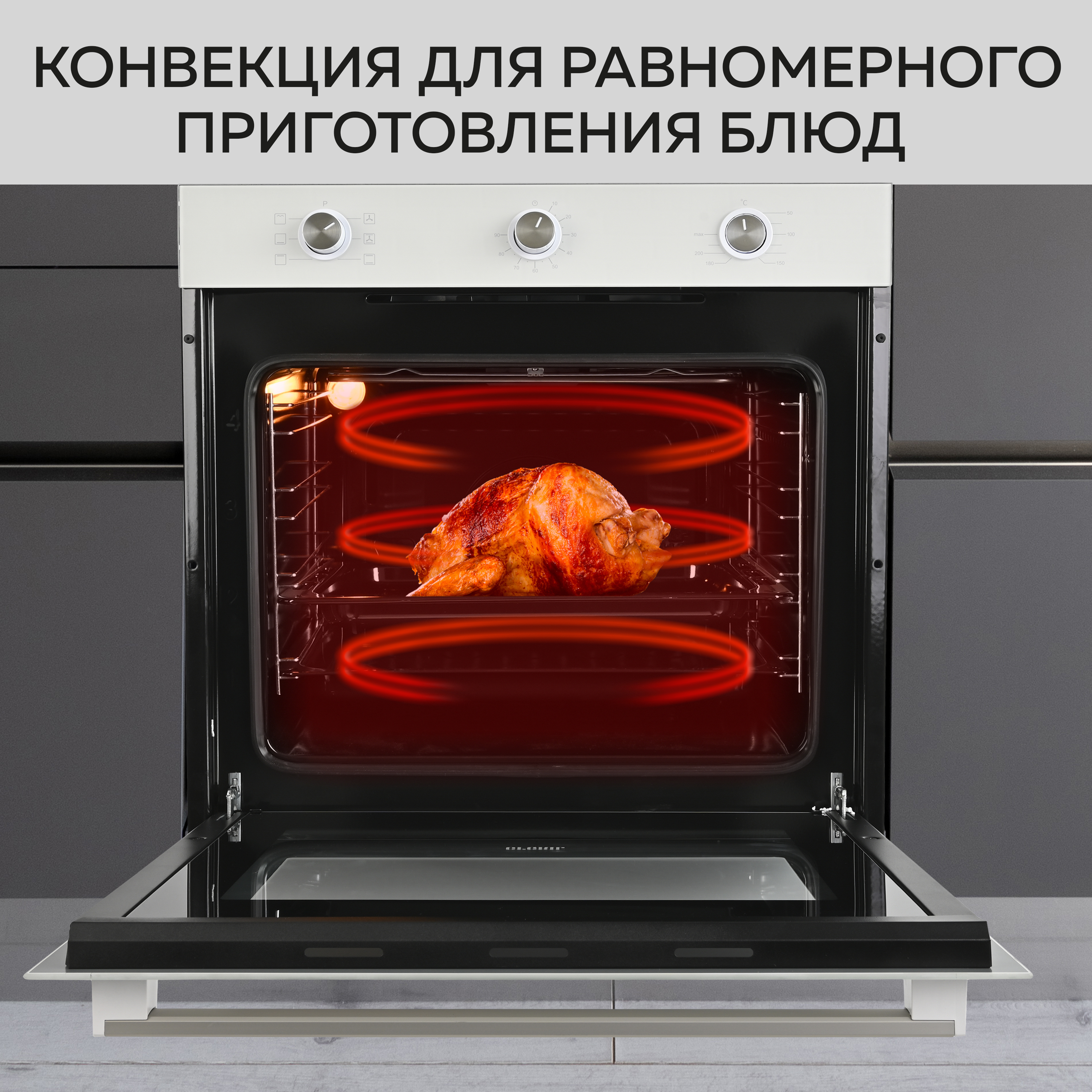 Духовой шкаф GFGRIL GF-EO300W 76 л 6+1 программ конвекция таймер цвет - белый - фото 5