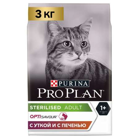 Корм для кошек PRO PLAN стерилизованных утка и печень 3кг