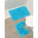 Набор ковриков Доляна для ванной и туалета «Пушистик» 2 шт: 40×50 50×80 см цвет голубой