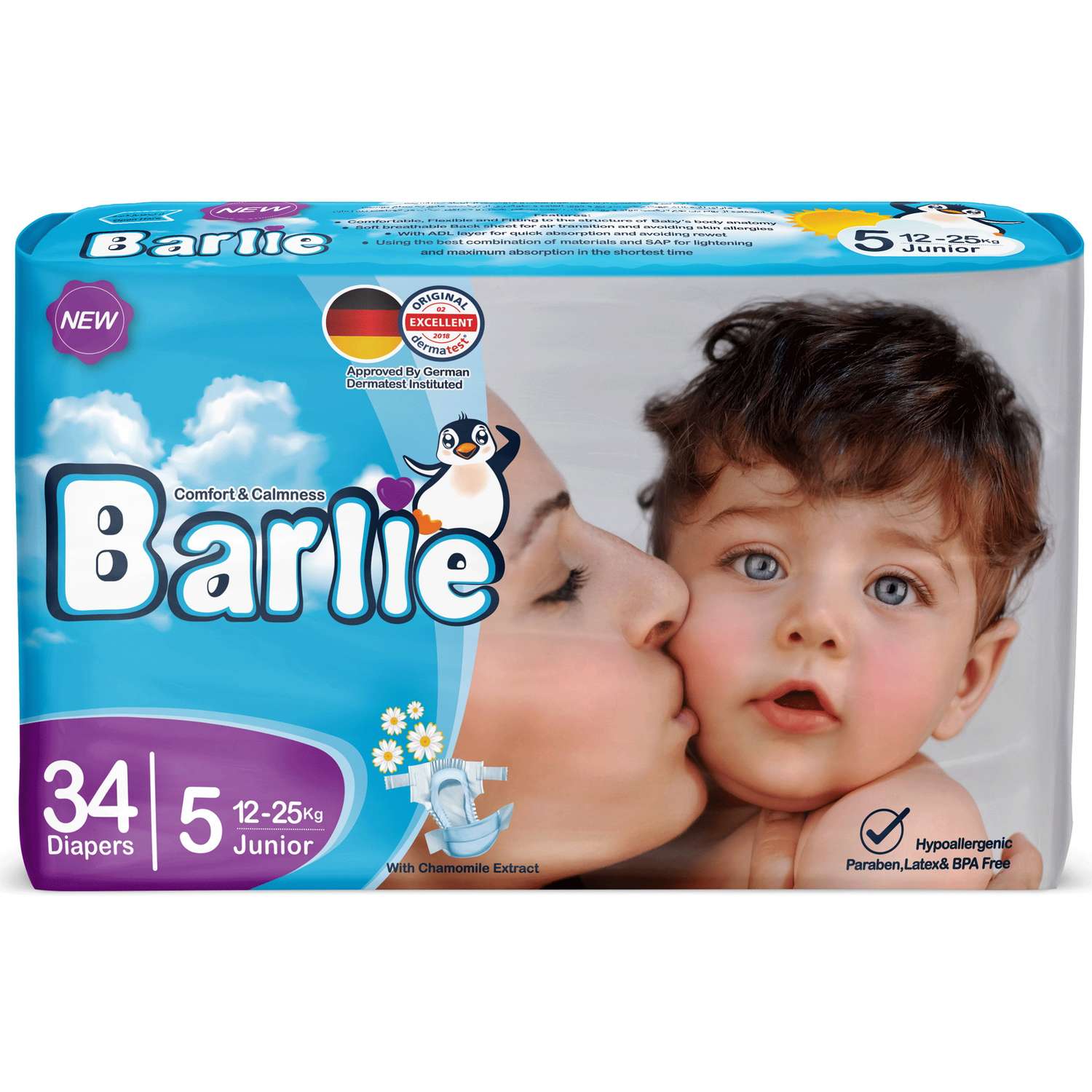 Подгузники детские Barlie №5 размер XL / Junior для малышей 12-25кг 34штуки в упаковке - фото 1