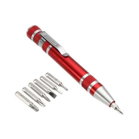 Карманная отвертка Ripoma в виде ручки 8 в 1 Цвет Красный