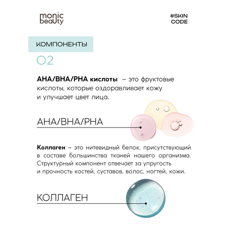 Тоник для лица Monic Beauty с коллагеном и кислотами AHA/BHA/PHA 250 мл