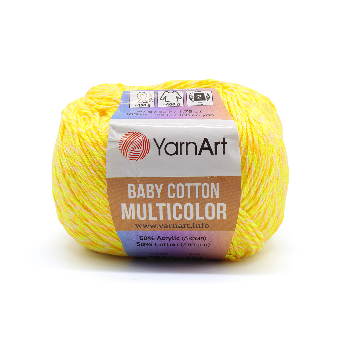 Пряжа для вязания YarnArt Baby cotton multicolor 50 гр 165 м хлопок акрил детская 10 мотков цвет 5204 - фото 4