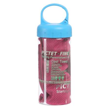 Спортивное полотенце PICTET FINO охлаждающее розовое в пластиковой банке